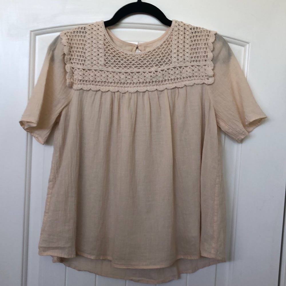 Beautiful Roolee blouse with embroidered top. Cream colored with a lining.